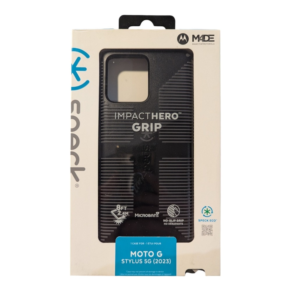 i1. Speck ImpactHero Grip Case for Motorola Moto G Stylus 5G (2023) - Black/Gray